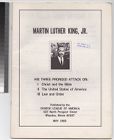 Cover of Martin Luther King, Jr.: His three-pronged attack on: I. Christ and the Bible, II. The United States of America, III. Law and order